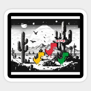 Pixelated T-Rex chrome Game no internet Sticker